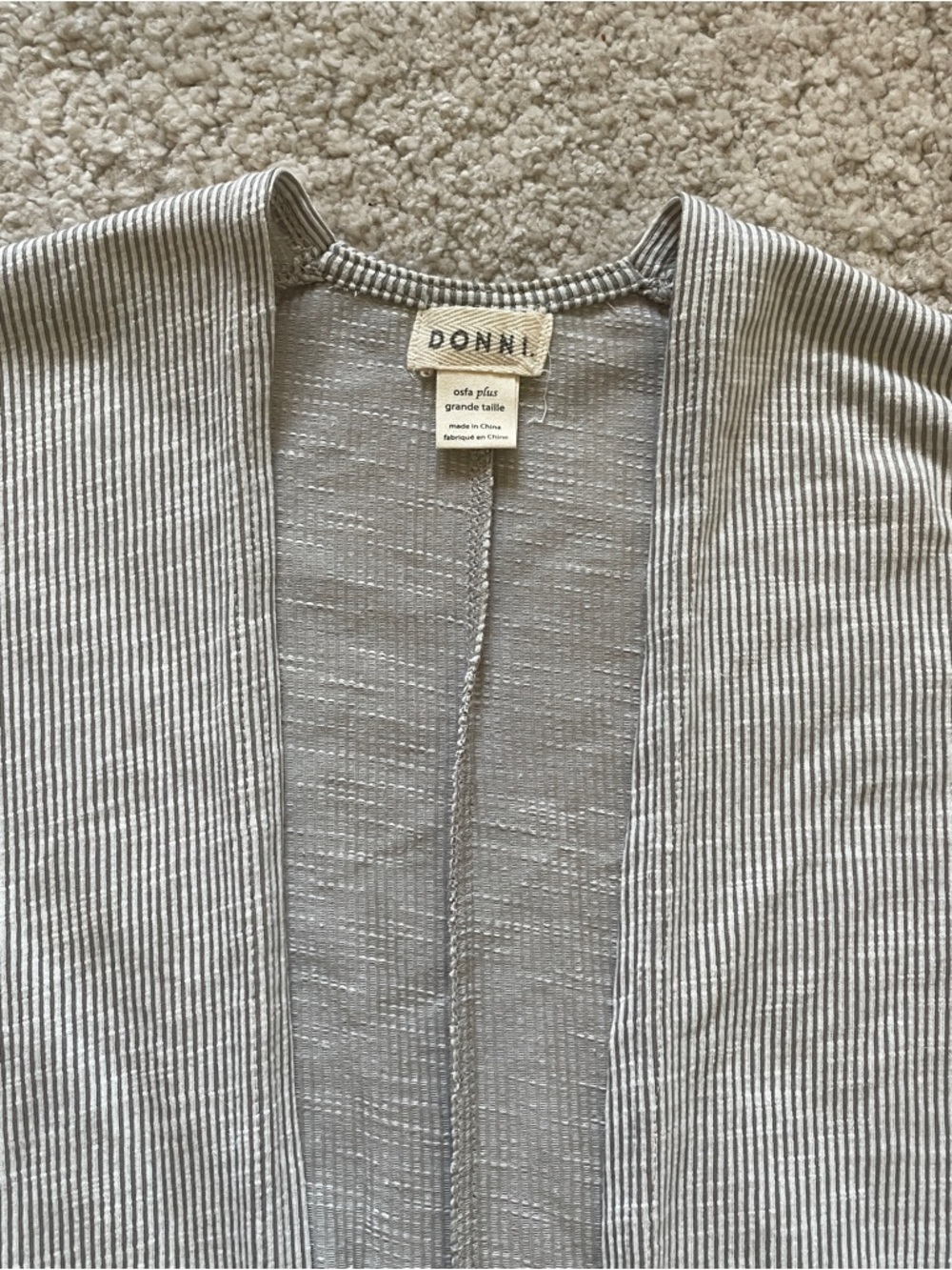 DONNI. Light Gray Open-Front Ribbed Cardigan - Picture 2 of 5